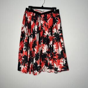 Jason Wu Red, Black & White Hawaiian Cotton Skirt Women's Size 8